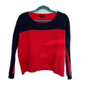 C by Bloomingdale's Cashmere Sweater, Coral and Navy, Size Small